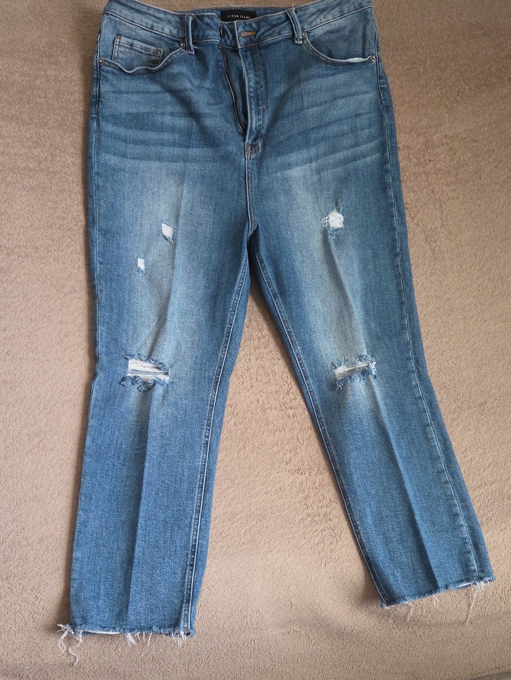 Risen Blue Distressed Jeans - Women's Ankle Length